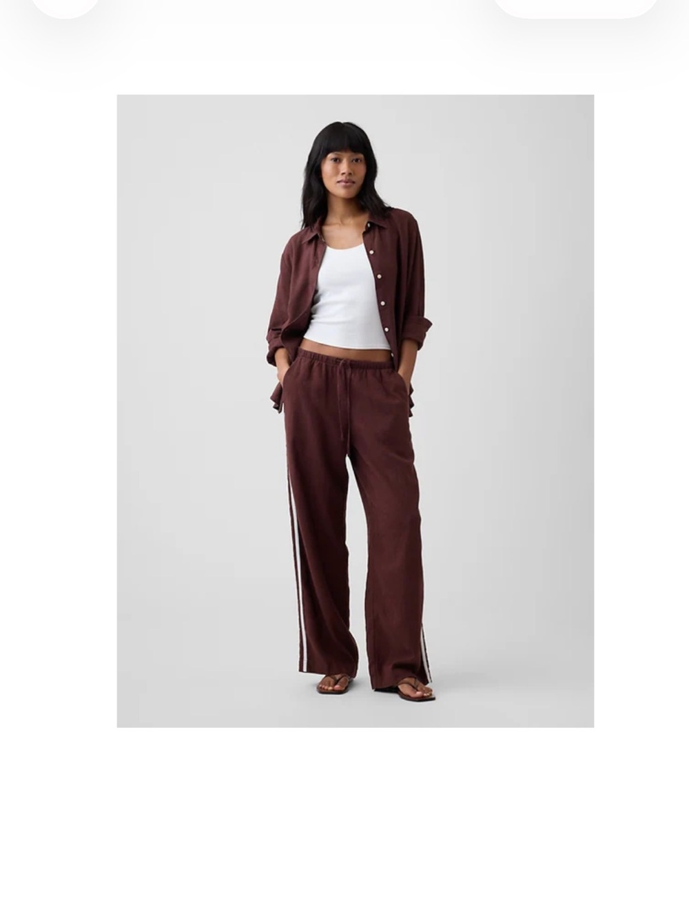 GAP Linen-Blend Stripe Wide-Leg Pants